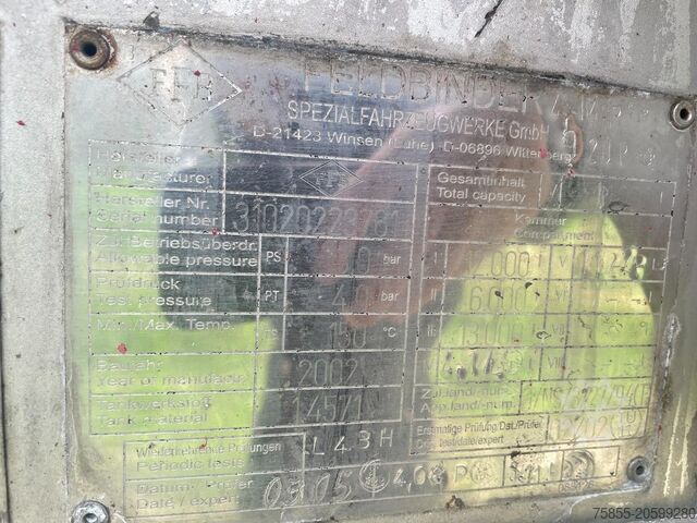 Tank Feldbinder TSA 31.3-3 ADR / L4BH / 31.000 L / 3 Kammer (12...