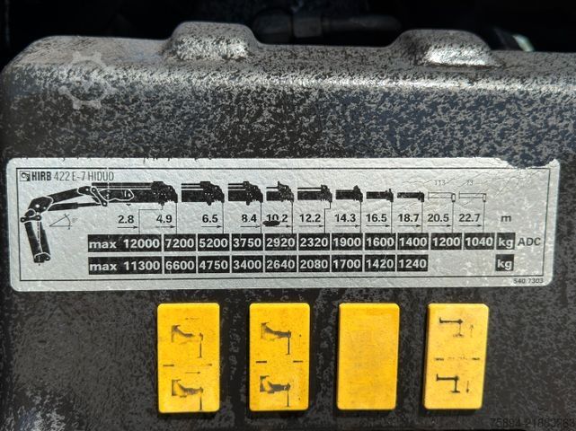 Gru montata su autocarro DAF XF 95.480 * HIAB 422 E-7 HIDUO + FUNK * TOP