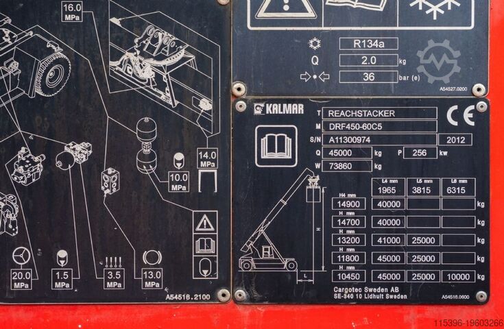 Volle container reachstacker Kalmar DRF450-60C5