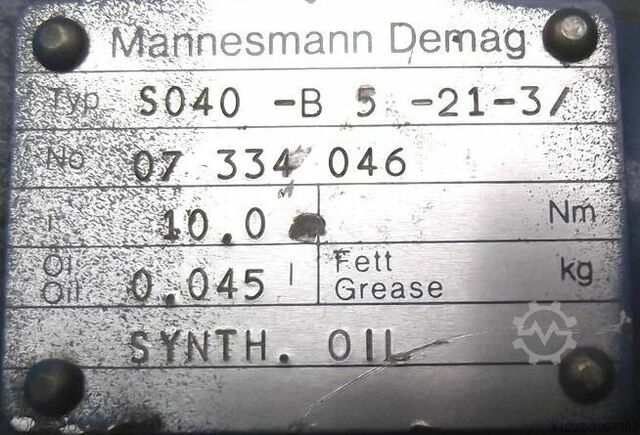 Gearmotor 0,25 kW 89 o / min Demag UMF71BX-6Z