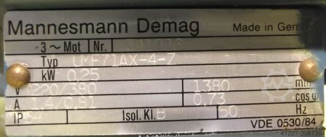 Tandwielmotor 0,25 kW 185 tpm Demag UMF71AX-4-7