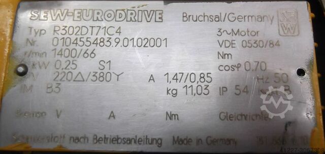 Getriebemotor 0,25 kW 66 U/min SEW-EURODRIVE R302DT71C4