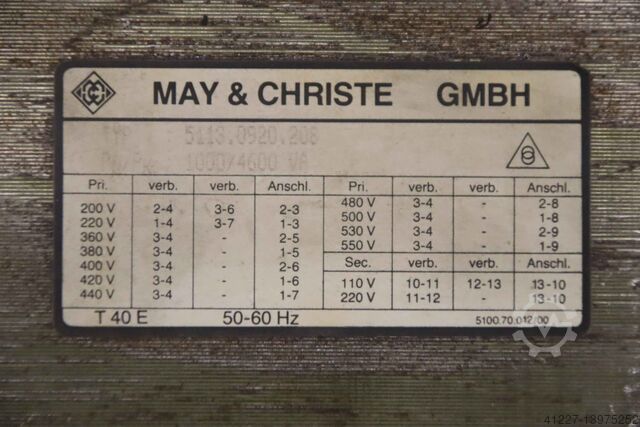 Transformator 1000/4600 VA May & Christe T 40 E 5113.0920.208