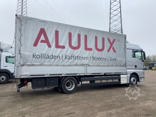 Camión plataforma con toldo MAN TGX 18.430 Edscha Intarder AHK Klima