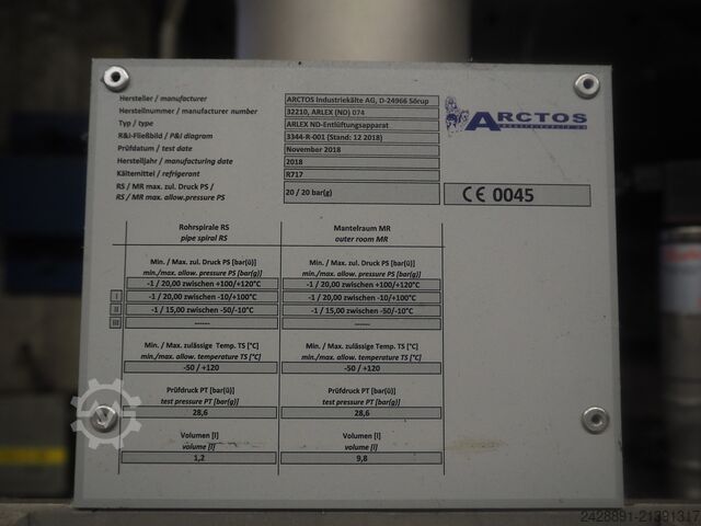 Ammóniás hűtőberendezés (NH3) Sabroe, York, Stal SAB 83, SVA26E, ARLEX ND