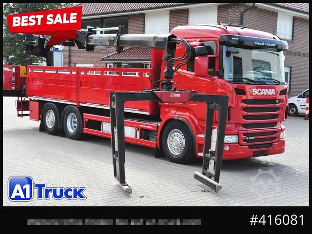 Vrachtauto met open laadbak SCANIA R400, HIAB XS 166-3 Lift-Lenkachse