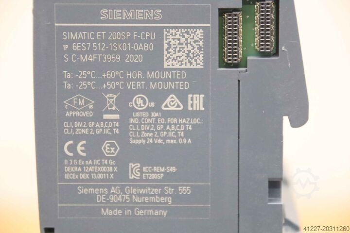Central samling Siemens ET 200SP F-CPU 6ES7512-1SK01-0AB0