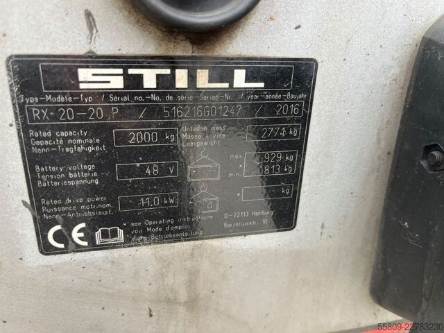 Carretilla eléctrica de 4 ruedas Still RX20 20P/ STVZO/ Freihub/ SS /ZV