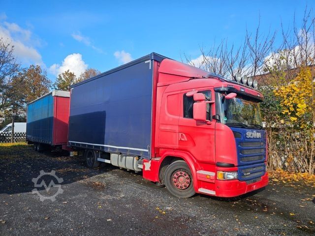 Φορτηγό πλατφόρμα με μουσαμά SCANIA G410 Volumen, Edscha, Hubdach+Tandemhänger