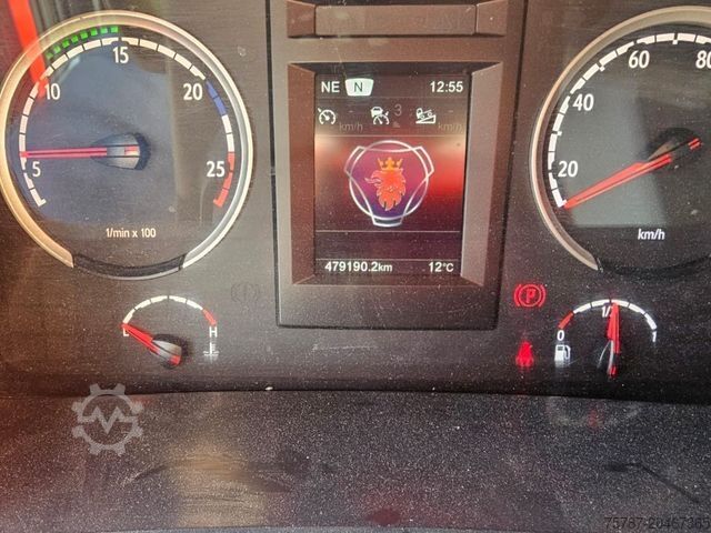 Φορτηγό πλατφόρμα με μουσαμά SCANIA G410 Volumen, Edscha, Hubdach+Tandemhänger