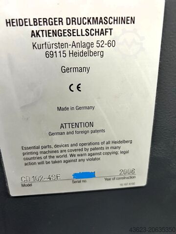 Offset drukmachine Heidelberg CD 102-4SE