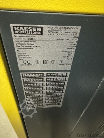 Instalație de aer comprimat cu compresor cu șurub Kaeser SK 22 + SK 19 + TB 26 + Behälter