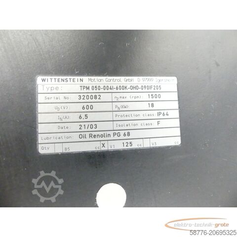 Motore Wittenstein Wittenstein TPM 050-004I-600K - OHO-090IF205 Motor SN 320082