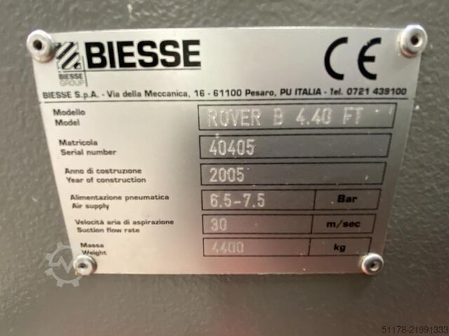 BIESSE ROVER B 4.40 FT CNC-Bearbeitungszentrum, 3 Achsen, Baujahr 2005 BIESSE ROVER B 4.40 FT