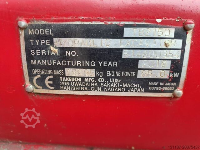 Crawler excavator Takeuchi TB 2150