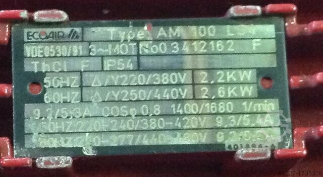 Electric motor 2.2 kW 1400 Rpm Ecoair AM100LS4