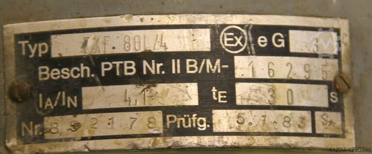 Electric motor 0.75 kW 1380 rpm HEW EXF80/L4