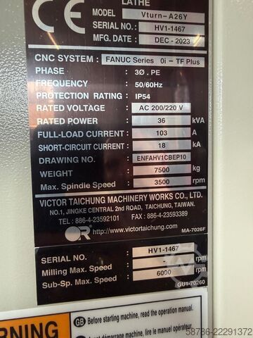 CNC strug Victor Taichung Vturn-A26Y oś Y