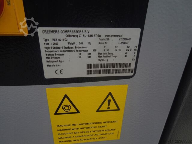 Compressore a vite Creemers RCB15/13