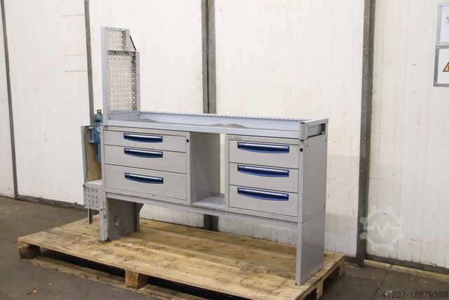 Rek voor voertuig Sortimo mit Schraubstock / 6 Schubladen