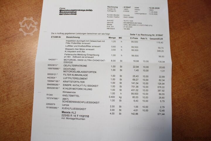 Magas tetős furgon OPEL Movano B Doka L3H3 6 Sitzer AHK Navi