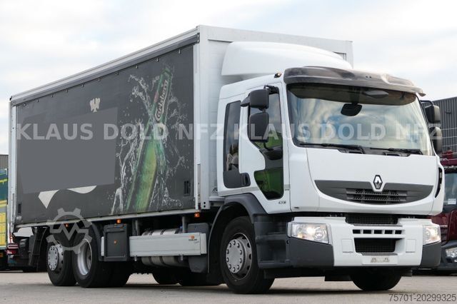 Plattewagen met zeil RENAULT Premium 430 Getränkewagen Lift-/Lenkachse EU5