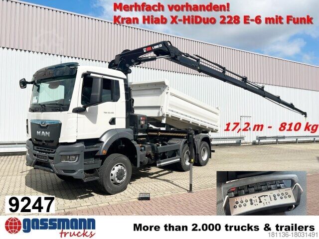 Tipvogn MAN TGS 33.430 6x6 BB CH mit Kran Hiab X-HiDuo 228