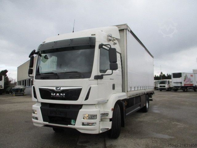 Flatbed truck with tarp MAN TGM 18.320, LBW, Luft-Luft, TÜV 04/2026