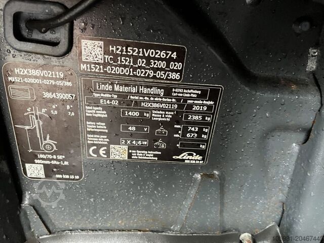 Ηλεκτρικό περονοφόρο 3 τροχούς Linde E14-02