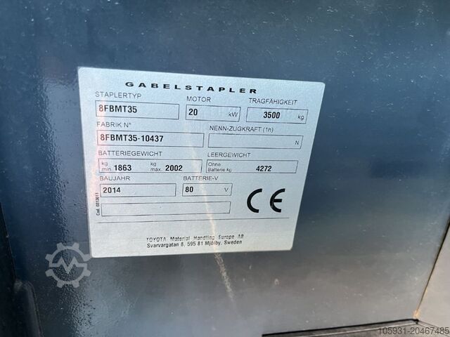 Electric 4-wheel forklift Toyota 8FBMT35