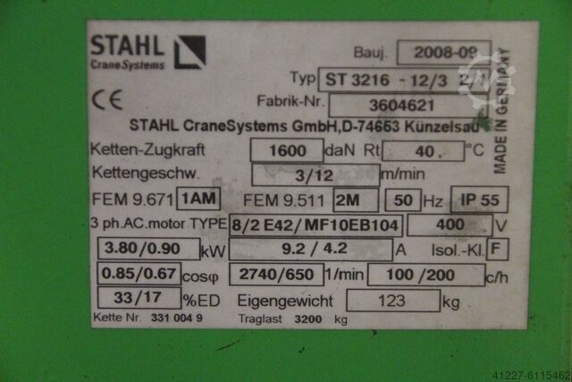 Kraanwagen met kettingtakel Demag Stahl Tragkraft 3200 kg