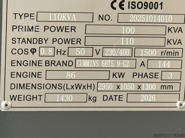 Generátor Cummins 6BT5.9-G2 Generator 110KVA