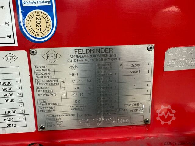 Silo oplegger FELDBINDER FFB TSA 23.3-1 Silo - Chemie, gummiert ADR FL AT