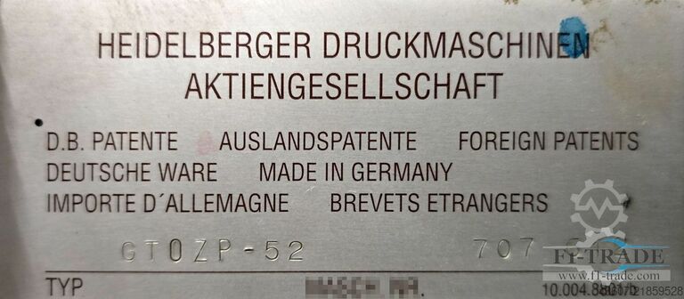 Impressora offset de 2 cores Heidelberg GTOZP-52+ N+P
