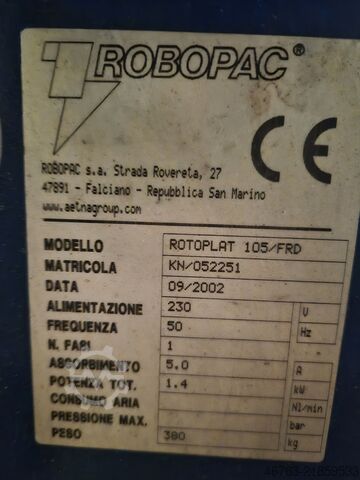 Palet streçleme makinesi, Robopac Robopac Rotoplat 105/FRD