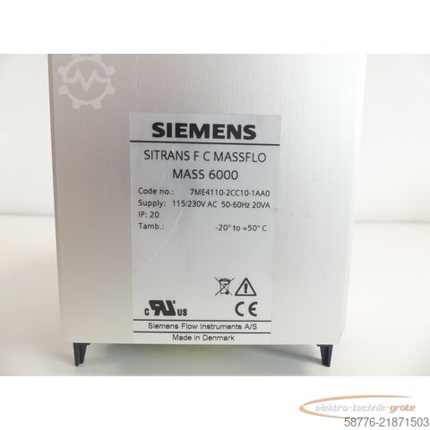 Komponente Siemens 7ME4110-2CC10-1AA0 SITRANS F C MASS 6000 SN 010912N405