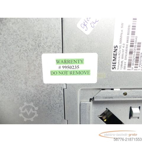 Componenta Siemens 840D PCU 50 6FC5210-0DF05-0AA0 SNT-P32027829 mit 6FC5247-0AF08-2AA0