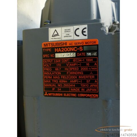 Mitsubishi engine Mitsubishi HA200NC-S SN 8Z055 + Encoder OSA104 SN J4AVP40Z40W ungebr.