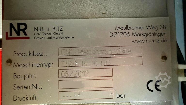 Scribing and dot peen marking machine / Engraving machine Nill + Ritz TSM 15-10-UG
