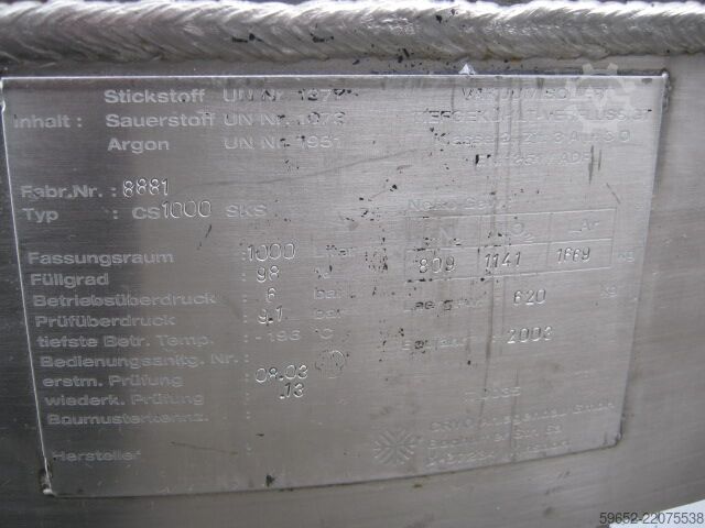 Sıvı azot için depolama tankı CRYO Vakuumtank Stickstoff 1000 Liter