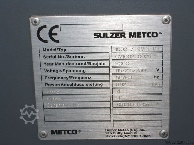 Installation de revêtement HVOF DJCE Oerlikon Sulzer Metco HVOF DJCE
