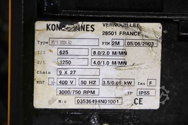 Kettingtakel met loopkat 1250 kg Konecranes XN16 2004 B2