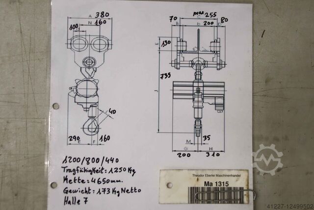 Kettingtakel met loopkat 1250 kg Konecranes XN16 2004 B2