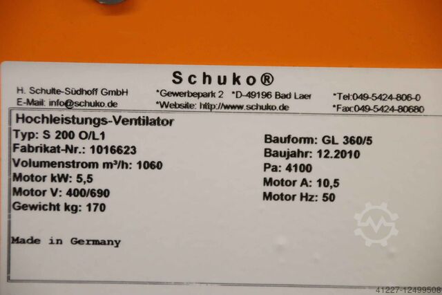 Exaustor de aparas 5,5 kW Schuko S200O/L1