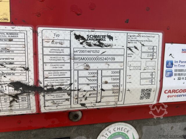 Resväska Schmitz Cargobull SCB S2 / Box Trailer / Disk / APK TUV 10-26
