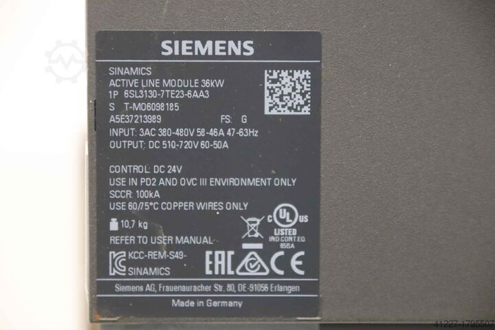 Aktivt linjemodul Siemens 6SL3130-7TE23-6AA3