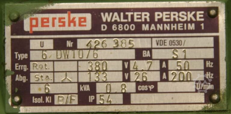 Μετατροπέας συχνότητας 133 V 200 Hz 6 kVA PERSKE Typ 6DW10/6