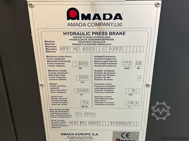 Kantbank AMADA HFE MK 2 8025 4 AXIS