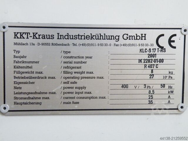 Chiller water cooler KKT Kraus Industriekühler KLC-S 17T-RS