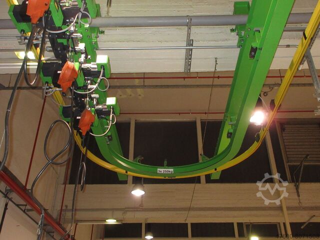 Circular Lift Crane Headliner Indoor Crane Crane Stahl Kran Kranbahn Kreisbahn Hallenkran Kreisbahn 3x Kettenzug je 250KG 6x2,3m